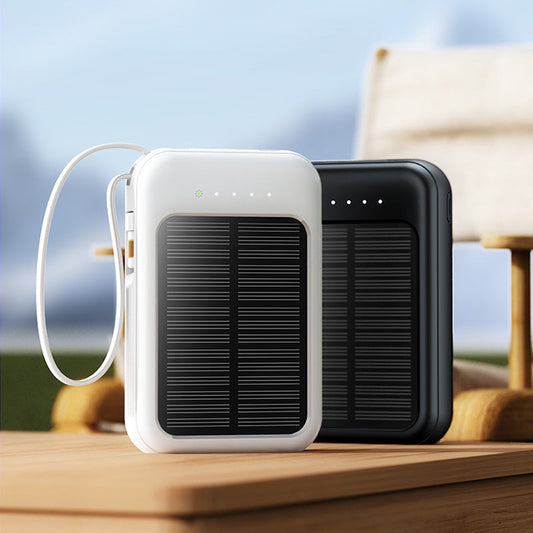 Batterie Externe Solaire Mini Autonome avec Câble Intégré